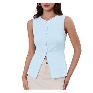 Cotton Sleeveless Light Blue Women's Top